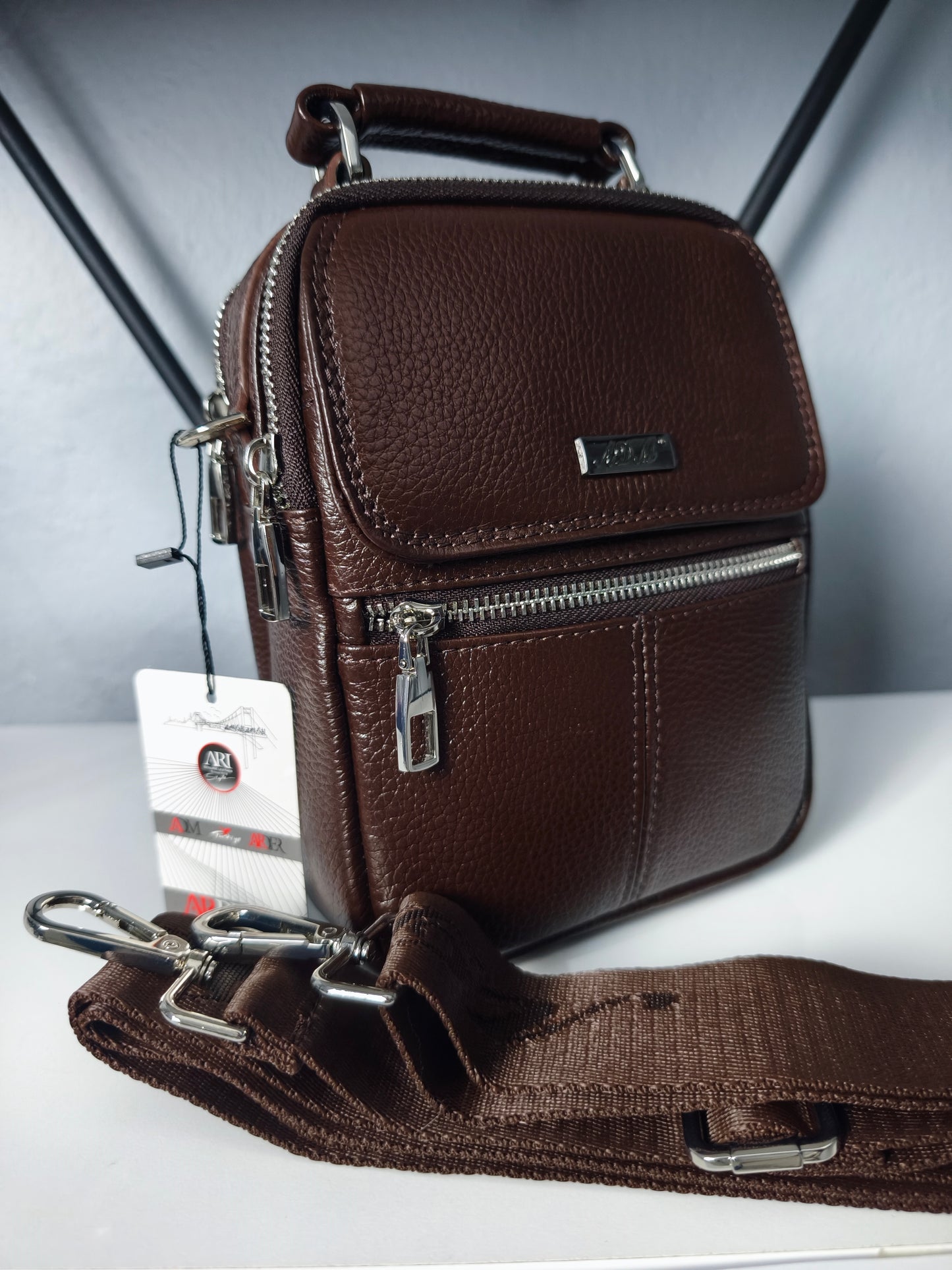 Hakiki Deri Erkek El ve Bel Çantası – Kahverengi | M&E&Y Deri