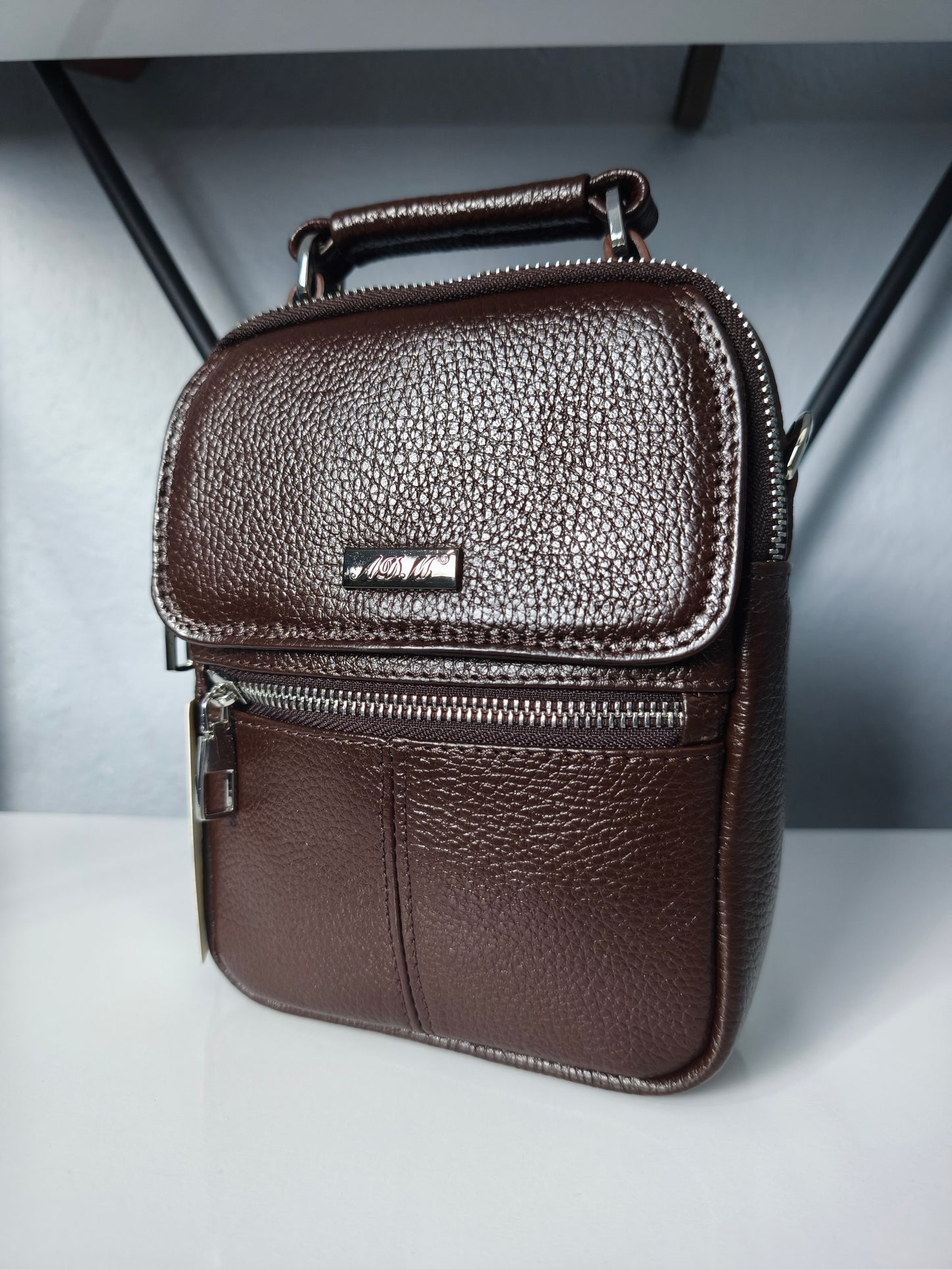 Hakiki Deri Erkek El ve Bel Çantası – Kahverengi | M&E&Y Deri