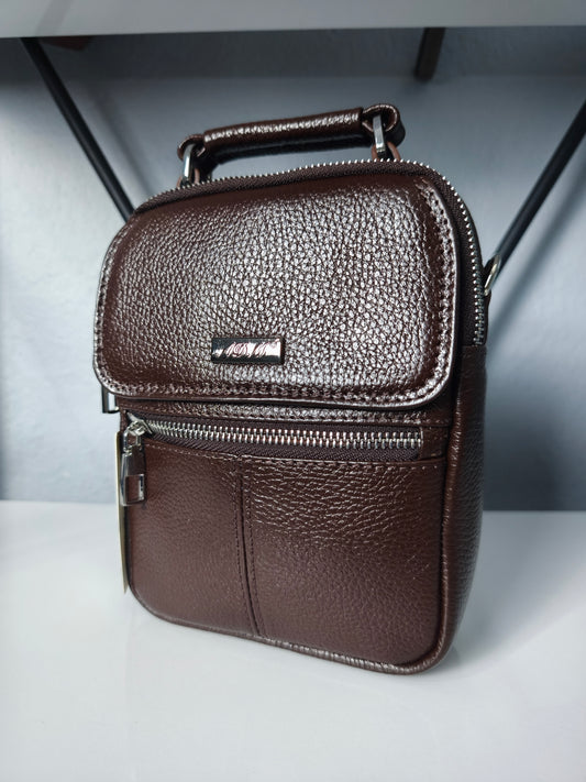 Hakiki Deri Erkek El ve Bel Çantası – Kahverengi | M&E&Y Deri