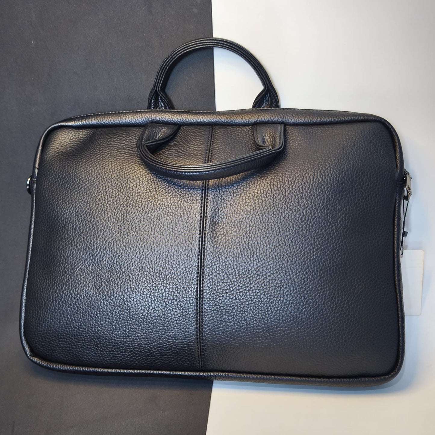 Siyah Suni Deri Evrak & Laptop Çantası