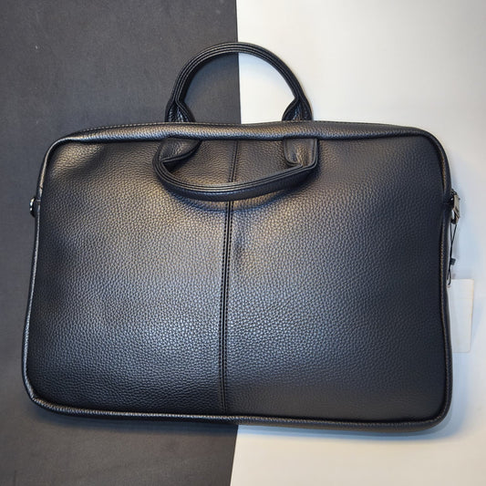 Siyah Suni Deri Evrak & Laptop Çantası