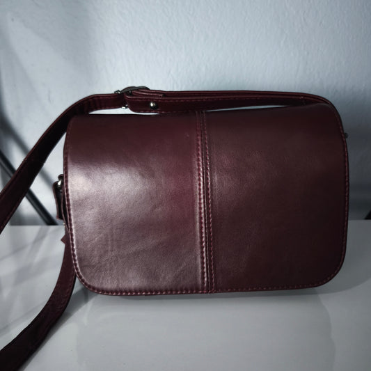 “Elora” Kadın Hakiki Deri Omuz Çantası – Bordo| M&E&Y Deri